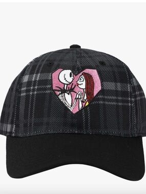 Nightmare Before Christmas New Heart Patch Plaid Hat, Jack and Sally